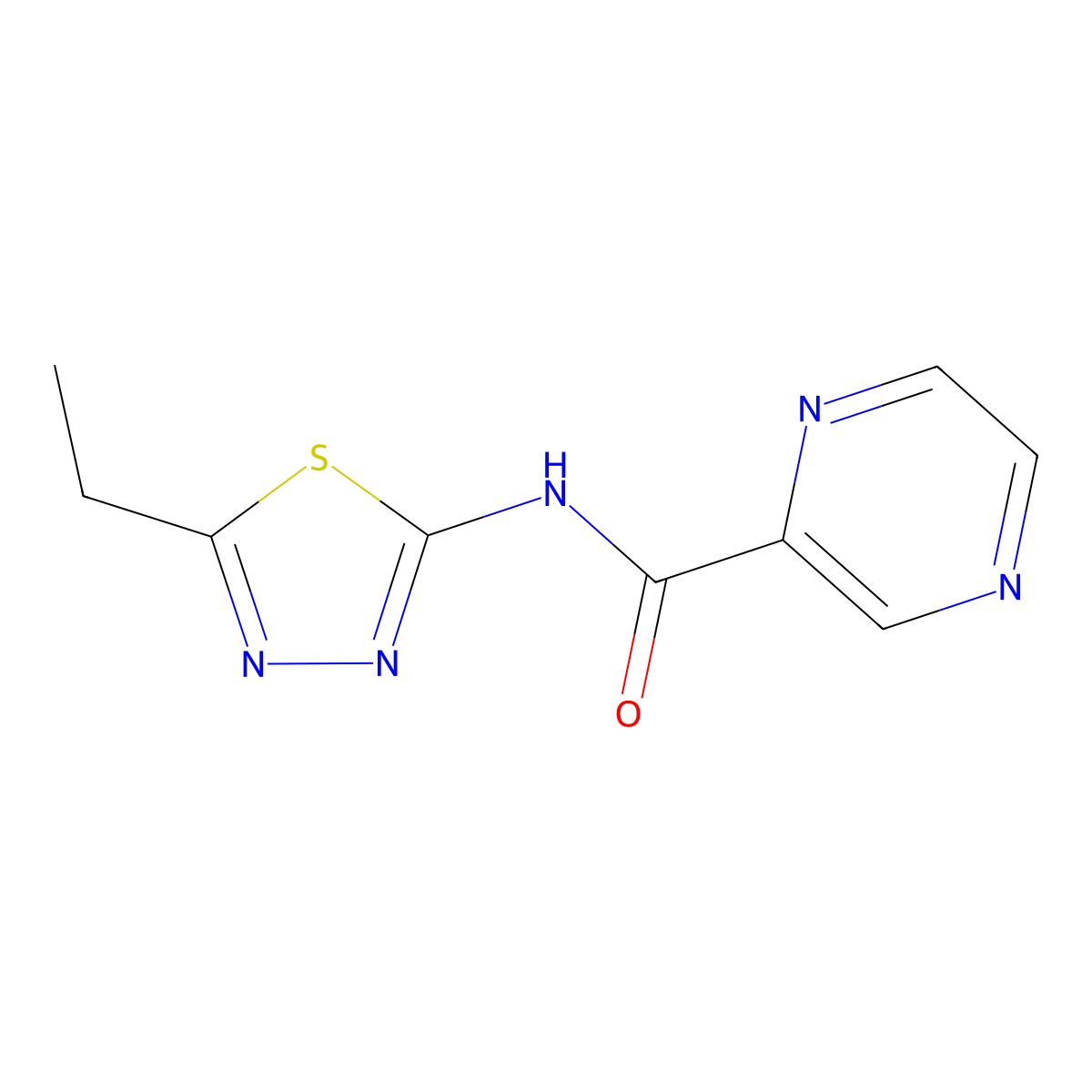N-(5-ethyl-1,3,4-thiadiazol-2-yl)pyrazine-2-carboxamide molecular structure, CAS 303138-15-0