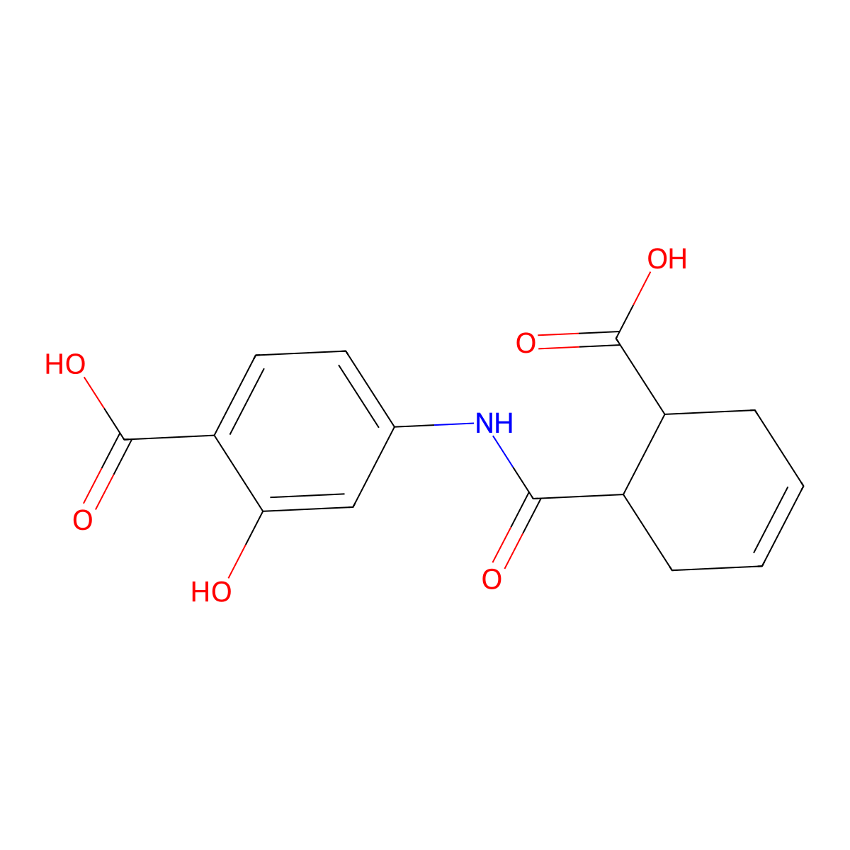 4-{[(6-Carboxycyclohex-3-en-1-yl)carbonyl]amino}-2-hydroxybenzoic acid molecular structure, CAS 303138-49-0