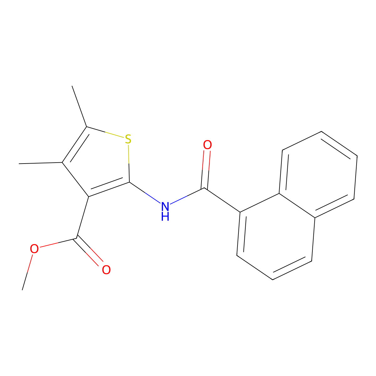 Methyl 4,5-dimethyl-2-(naphthylcarbonylamino)thiophene-3-carboxylate molecular structure, CAS 303138-89-8