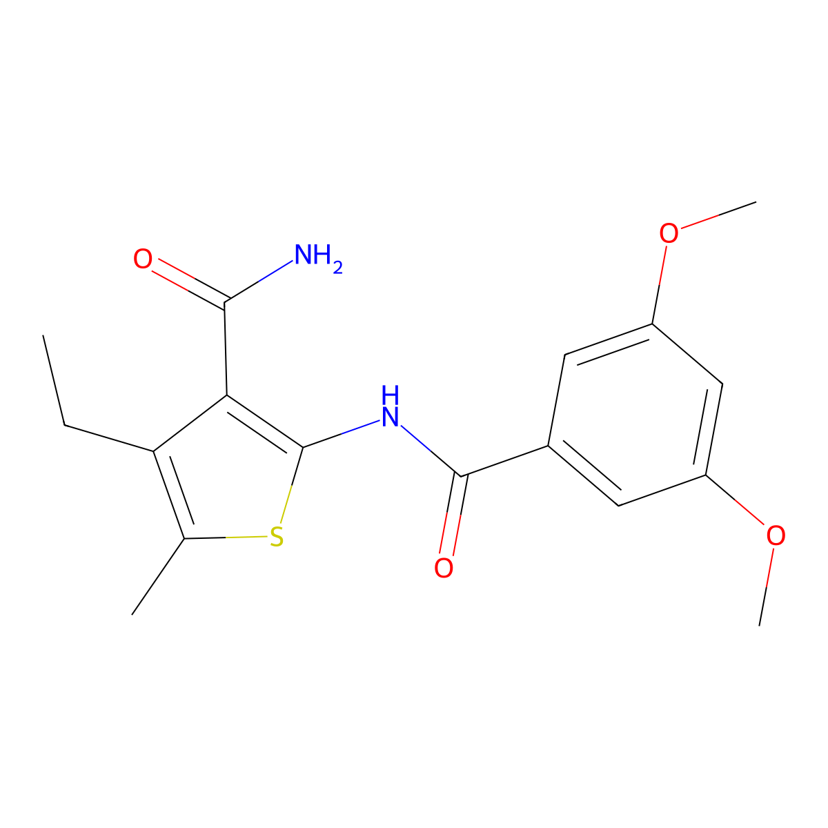 2-[(3,5-Dimethoxybenzoyl)amino]-4-ethyl-5-methylthiophene-3-carboxamide molecular structure, CAS 303139-14-2
