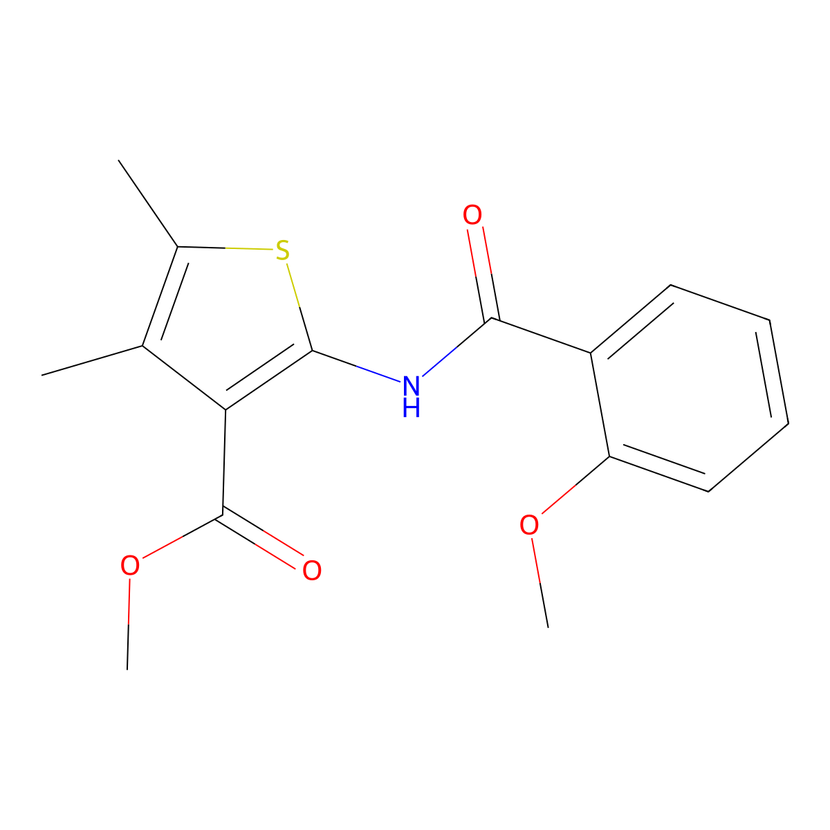 Methyl 2-[(2-methoxybenzoyl)amino]-4,5-dimethylthiophene-3-carboxylate molecular structure, CAS 303139-42-6
