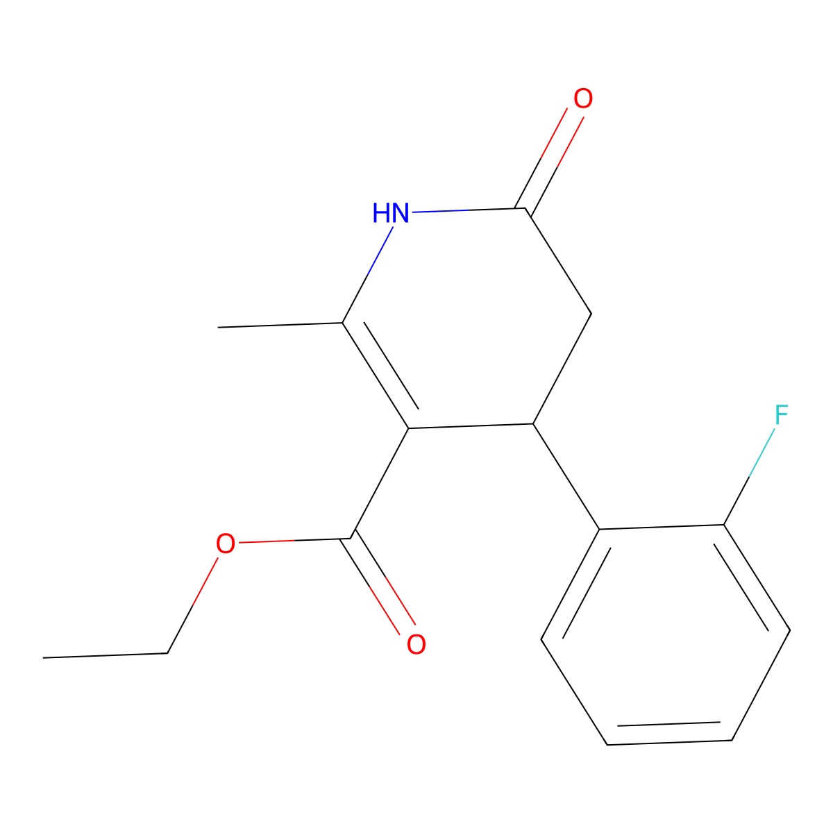 Ethyl 4-(2-fluorophenyl)-2-methyl-6-oxo-1,4,5,6-tetrahydropyridine-3-carboxylate molecular structure, CAS 303139-43-7