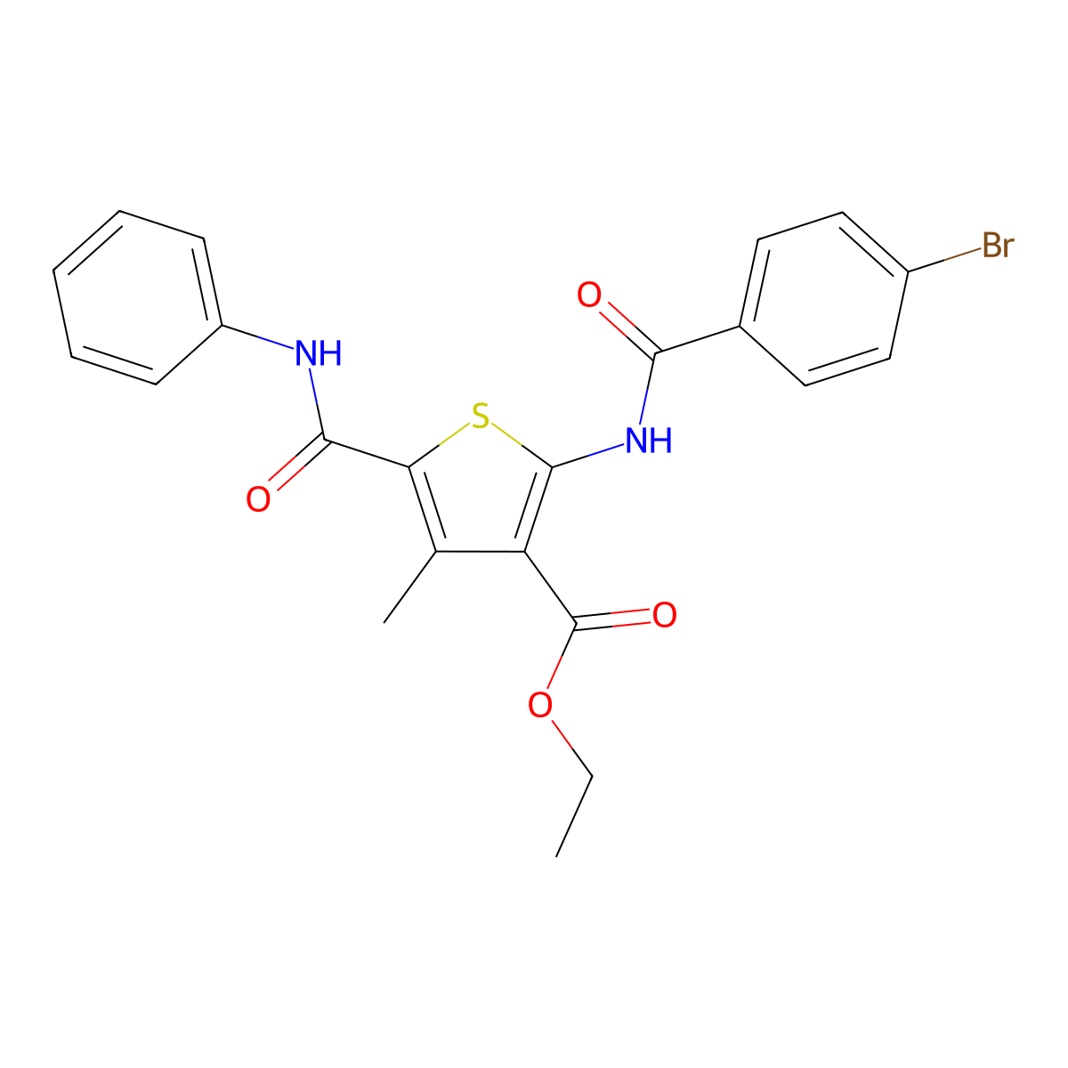 Ethyl 5-(anilinocarbonyl)-2-[(4-bromobenzoyl)amino]-4-methyl-3-thiophenecarboxylate molecular structure, CAS 303139-45-9