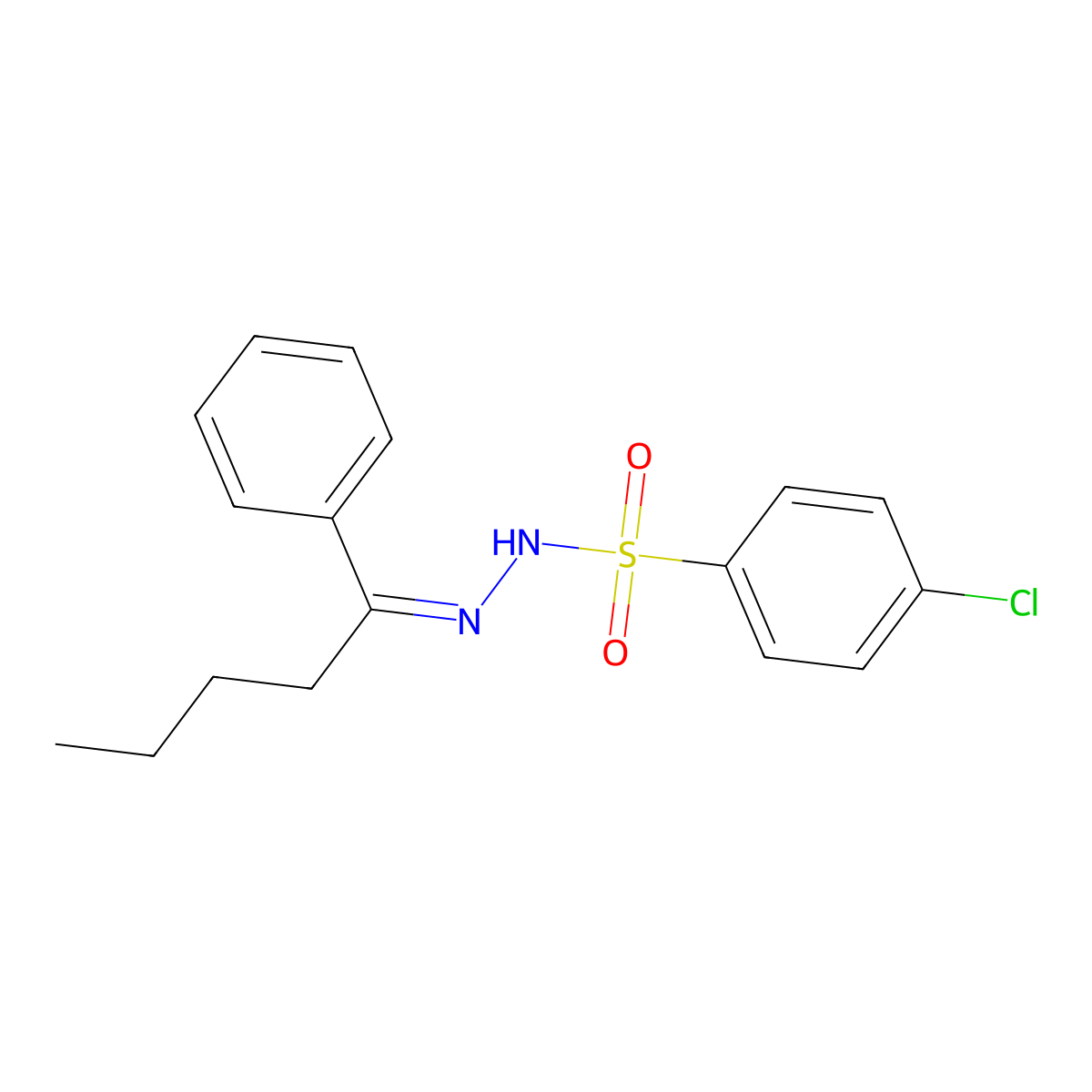 4-Chlorobenzenesulfonic acid 2-(1-phenylpentylidene)hydrazide molecular structure, CAS 303139-50-6