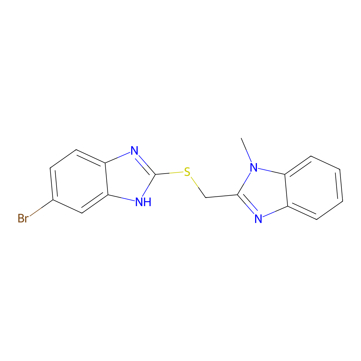 2-[[(6-bromo-1H-benzimidazol-2-yl)thio]methyl]-1-methylbenzimidazole molecular structure, CAS 303139-90-4