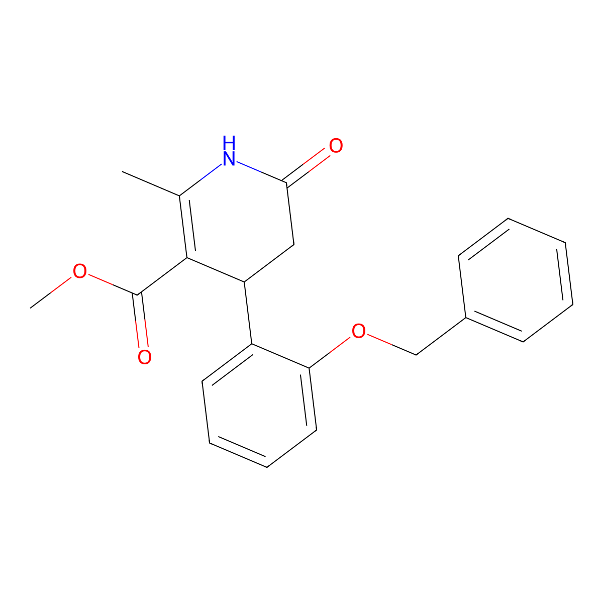 Methyl 4-[2-(benzyloxy)phenyl]-2-methyl-6-oxo-1,4,5,6-tetrahydropyridine-3-carboxylate molecular structure, CAS 303140-12-7
