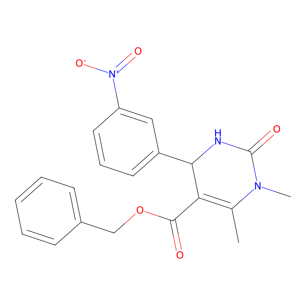 Benzyl 1,6-dimethyl-4-(3-nitrophenyl)-2-oxo-1,2,3,4-tetrahydropyrimidine-5-carboxylate molecular structure, CAS 303140-24-1