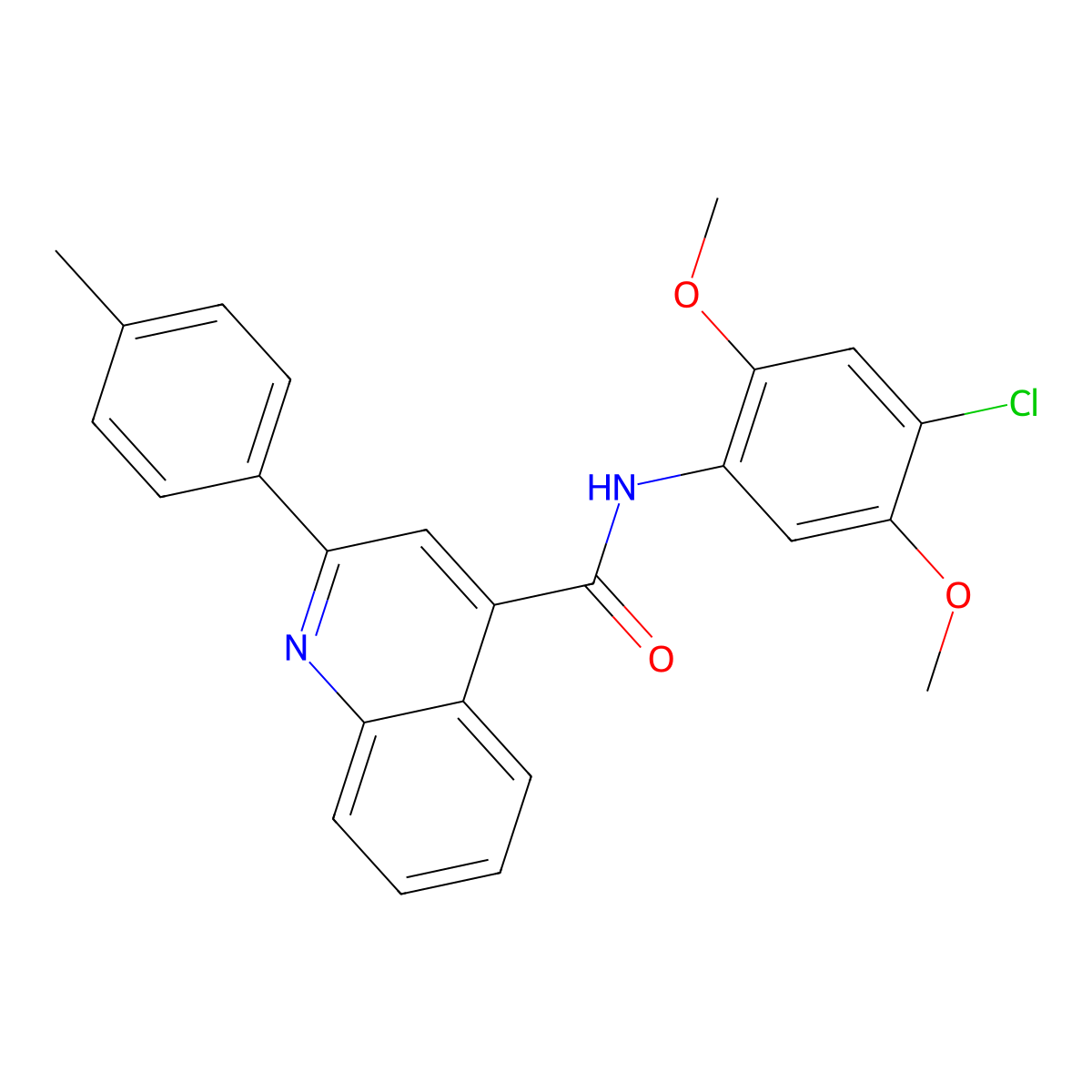 N-(4-chloro-2,5-dimethoxyphenyl)-2-(4-methylphenyl)quinoline-4-carboxamide molecular structure, CAS 303140-29-6