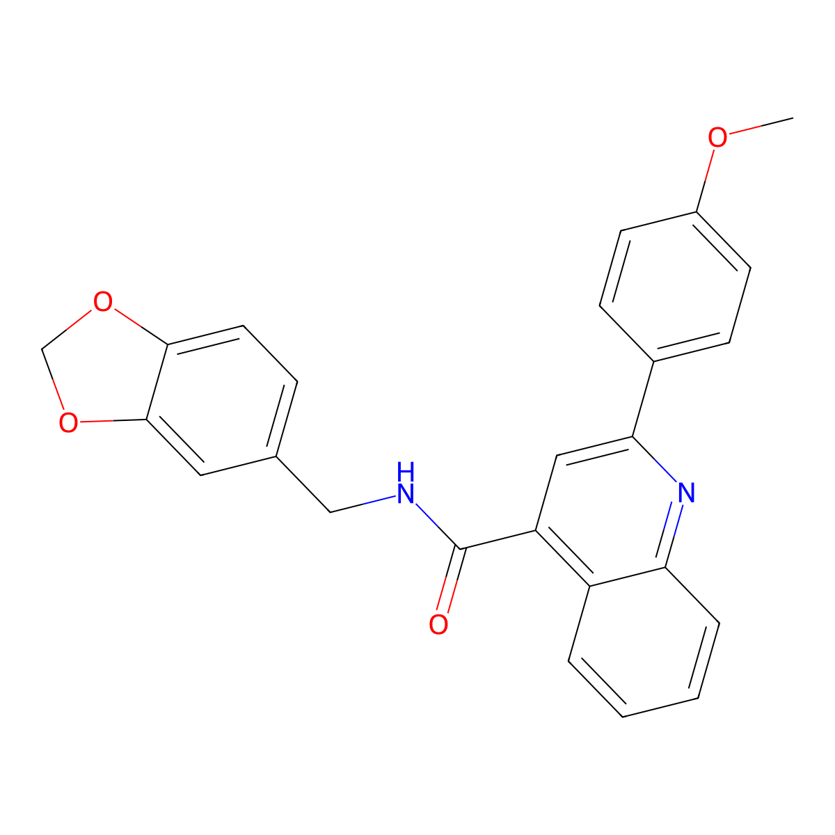 N-(1,3-benzodioxol-5-ylmethyl)-2-(4-methoxyphenyl)quinoline-4-carboxamide molecular structure, CAS 303140-41-2