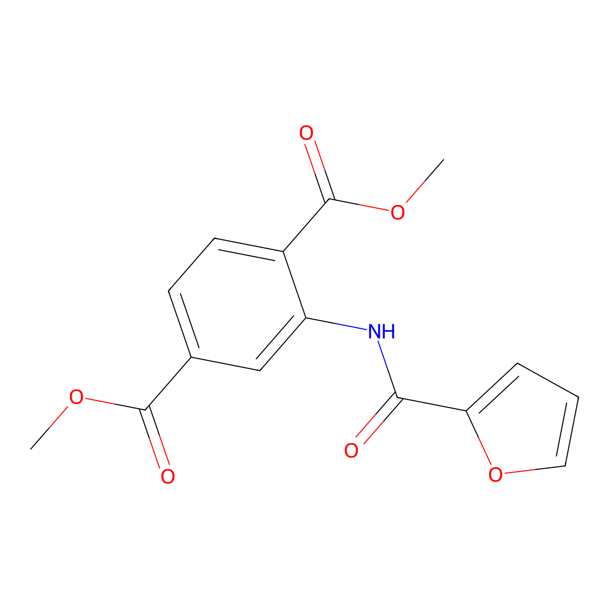 Dimethyl 2-(2-furoylamino)terephthalate molecular structure, CAS 303140-45-6