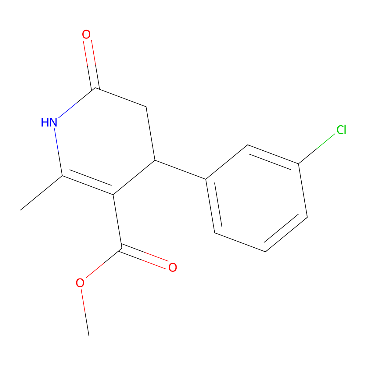 Methyl 4-(3-chlorophenyl)-2-methyl-6-oxo-1,4,5,6-tetrahydropyridine-3-carboxylate molecular structure, CAS 303140-75-2