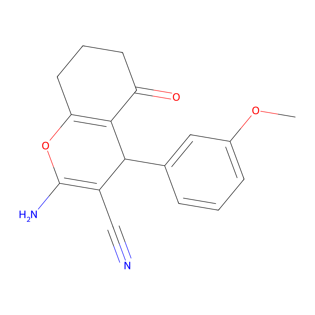 2-amino-4-(3-methoxyphenyl)-5-oxo-5,6,7,8-tetrahydro-4H-chromene-3-carbonitrile molecular structure, CAS 303141-30-2
