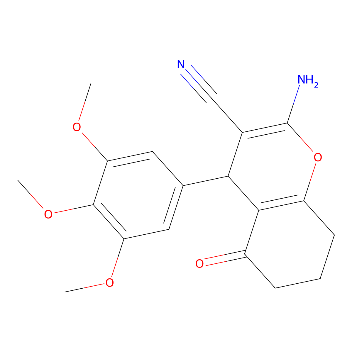 2-amino-5-oxo-4-(3,4,5-trimethoxyphenyl)-5,6,7,8-tetrahydro-4H-chromene-3-carbonitrile molecular structure, CAS 303141-31-3