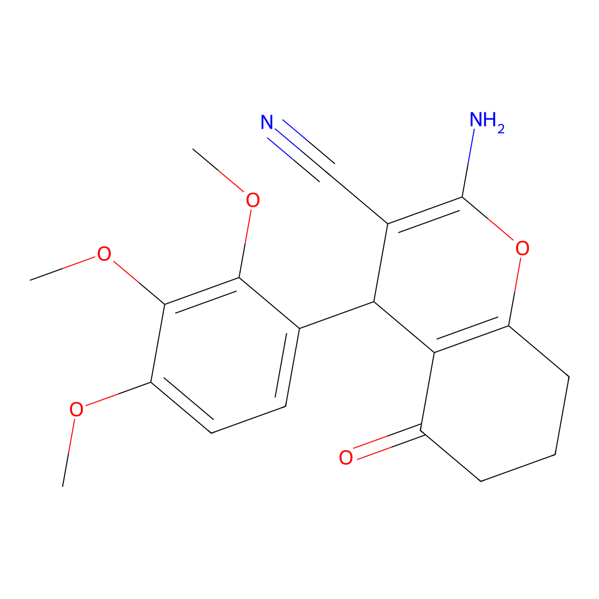 2-amino-5-oxo-4-(2,3,4-trimethoxyphenyl)-5,6,7,8-tetrahydro-4H-chromene-3-carbonitrile molecular structure, CAS 303141-32-4