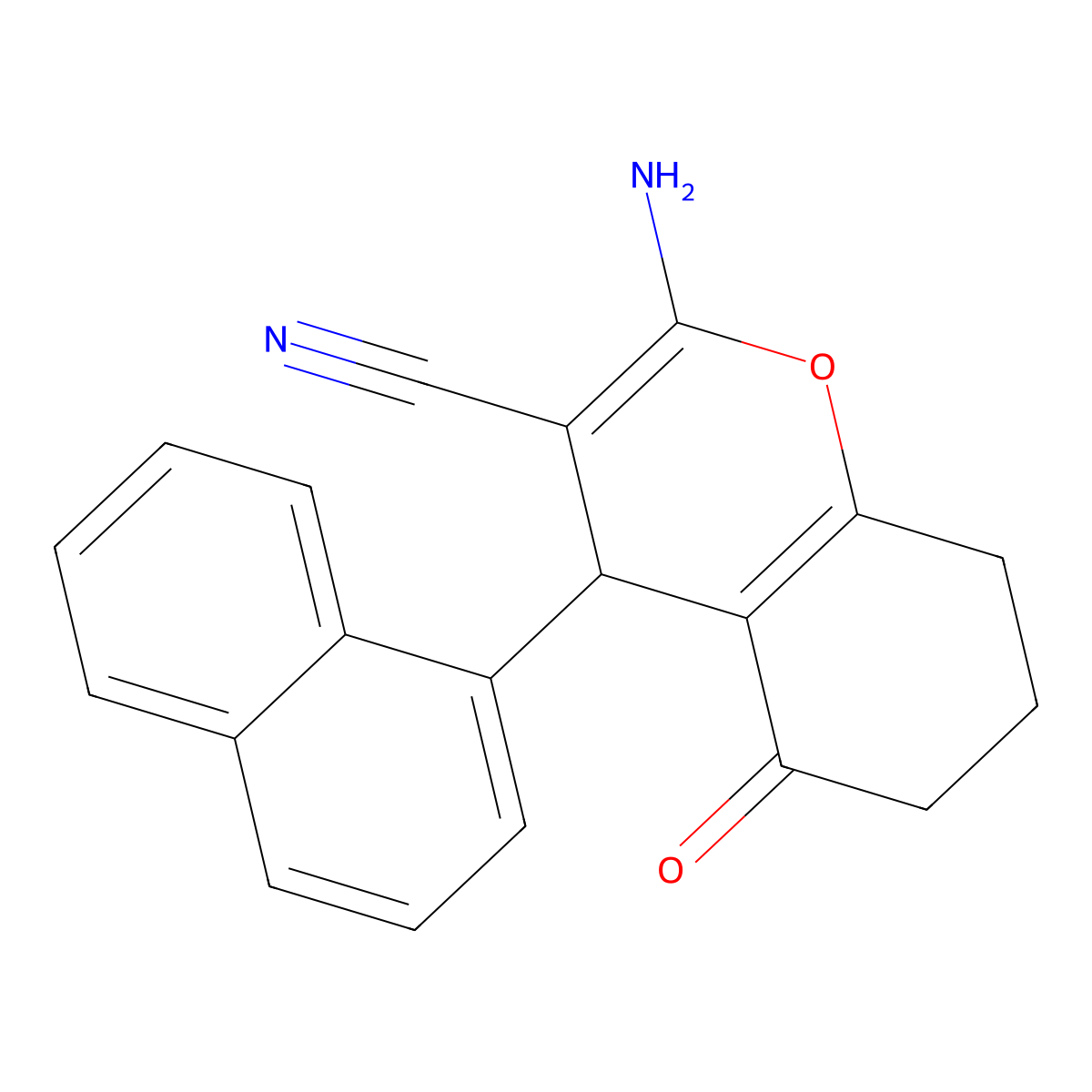 2-amino-4-(naphthalen-1-yl)-5-oxo-5,6,7,8-tetrahydro-4H-chromene-3-carbonitrile molecular structure, CAS 303141-36-8