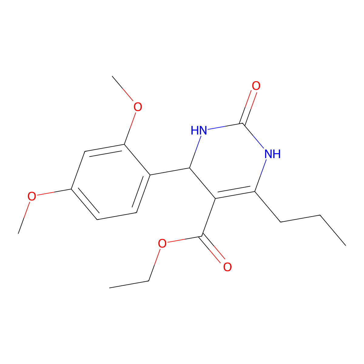 Ethyl 4-(2,4-dimethoxyphenyl)-2-oxo-6-propyl-1,2,3,4-tetrahydropyrimidine-5-carboxylate molecular structure, CAS 303141-39-1
