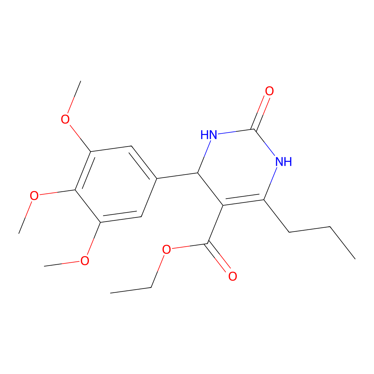 Ethyl 2-oxo-6-propyl-4-(3,4,5-trimethoxyphenyl)-1,2,3,4-tetrahydropyrimidine-5-carboxylate molecular structure, CAS 303141-40-4