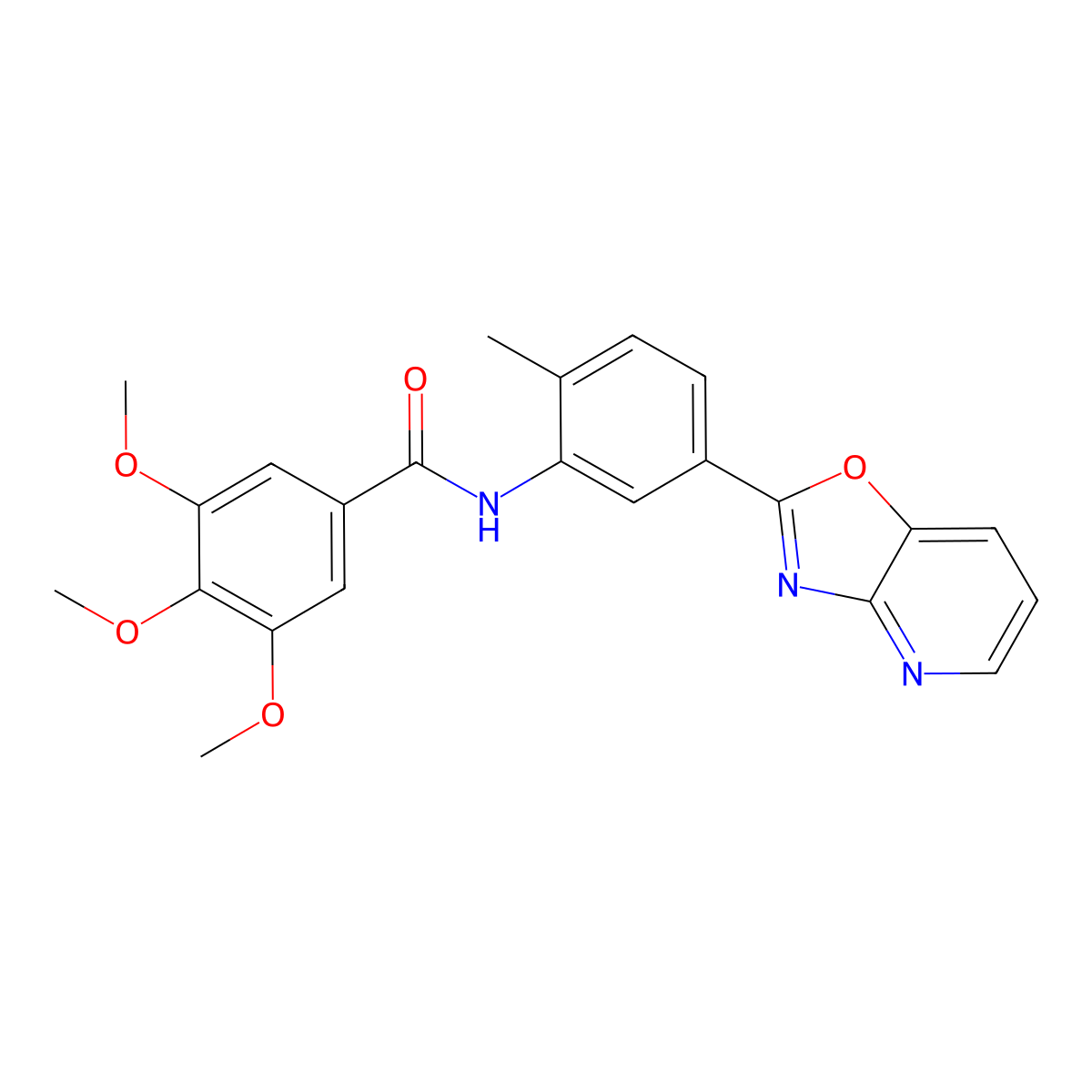 3,4,5-trimethoxy-N-[2-methyl-5-([1,3]oxazolo[4,5-b]pyridin-2-yl)phenyl]benzamide molecular structure, CAS 303141-67-5