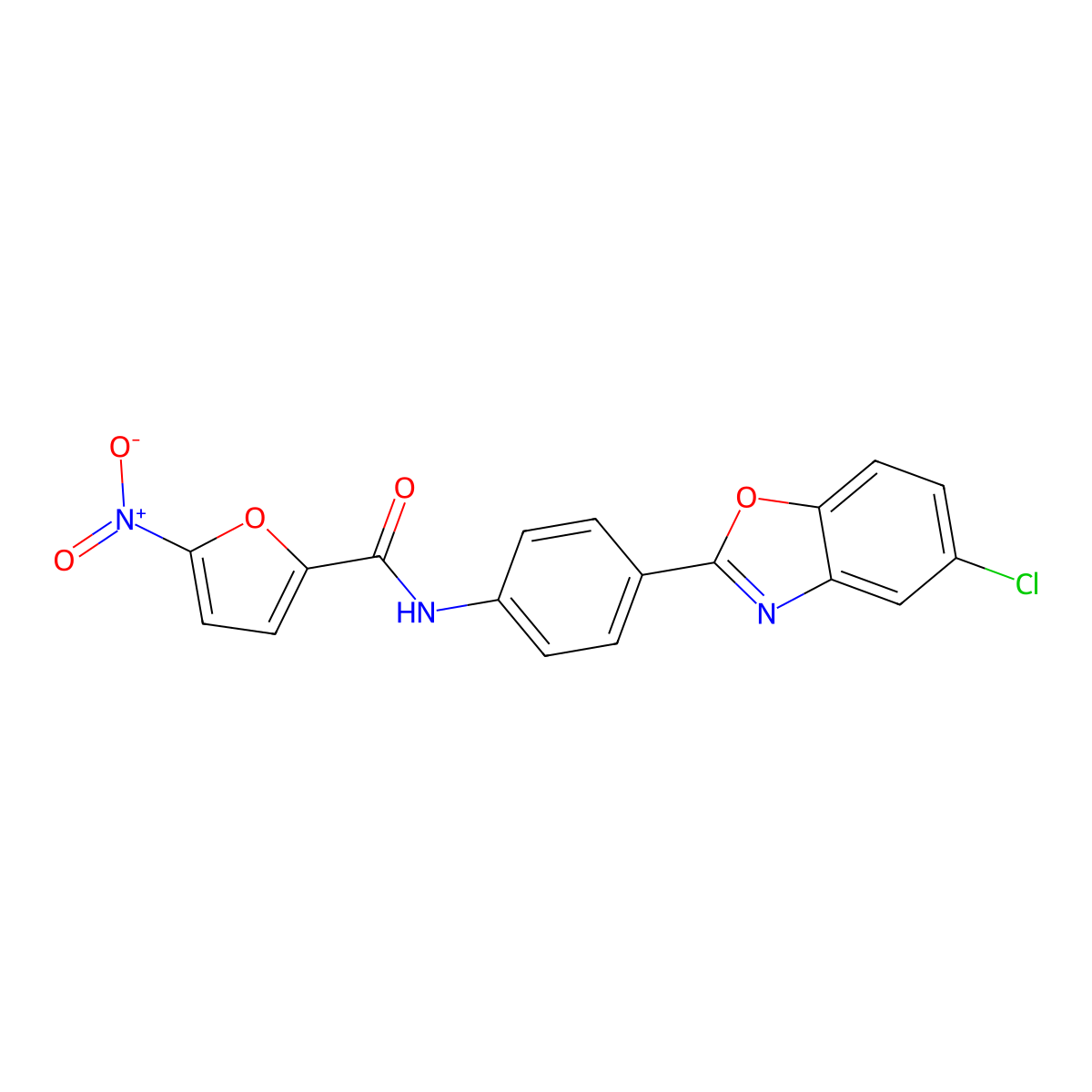 N-[4-(5-chloro-1,3-benzoxazol-2-yl)phenyl]-5-nitrofuran-2-carboxamide molecular structure, CAS 303141-70-0
