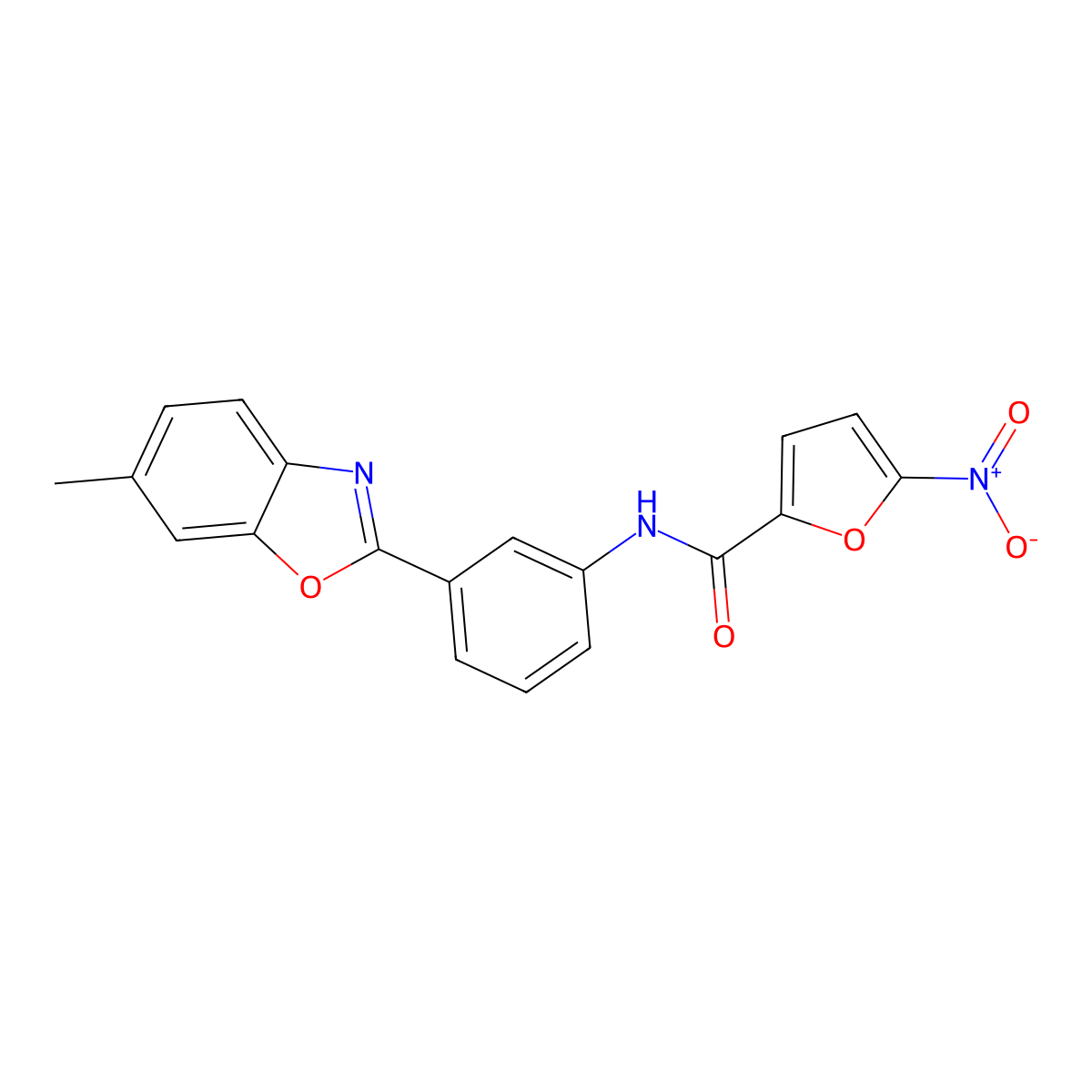 N-[3-(6-methyl-1,3-benzoxazol-2-yl)phenyl]-5-nitrofuran-2-carboxamide molecular structure, CAS 303141-85-7