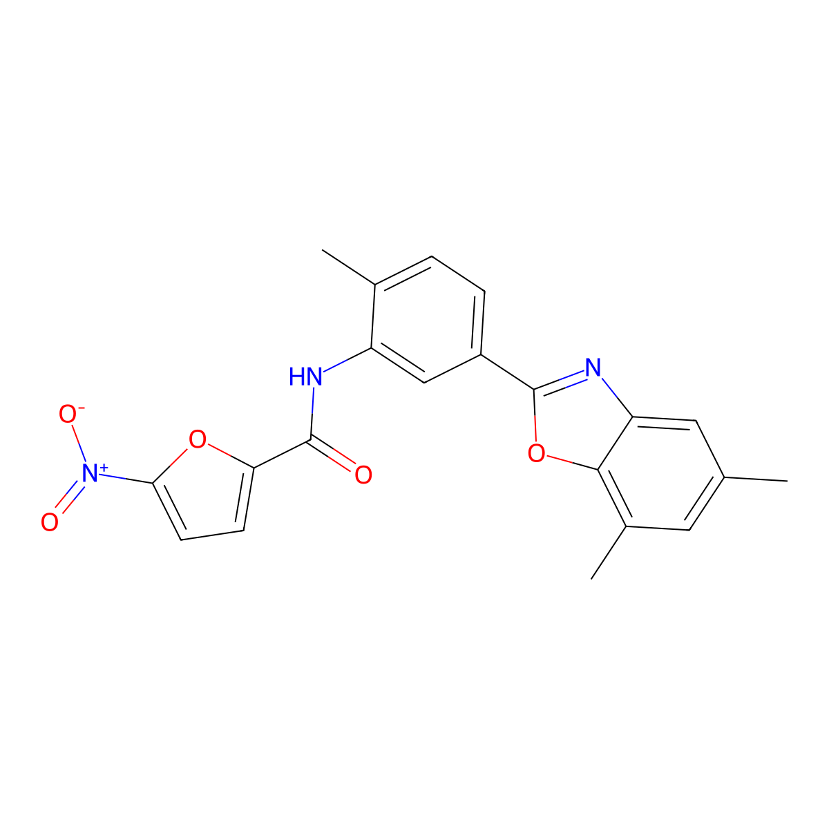 N-[5-(5,7-dimethyl-1,3-benzoxazol-2-yl)-2-methylphenyl]-5-nitrofuran-2-carboxamide molecular structure, CAS 303141-91-5