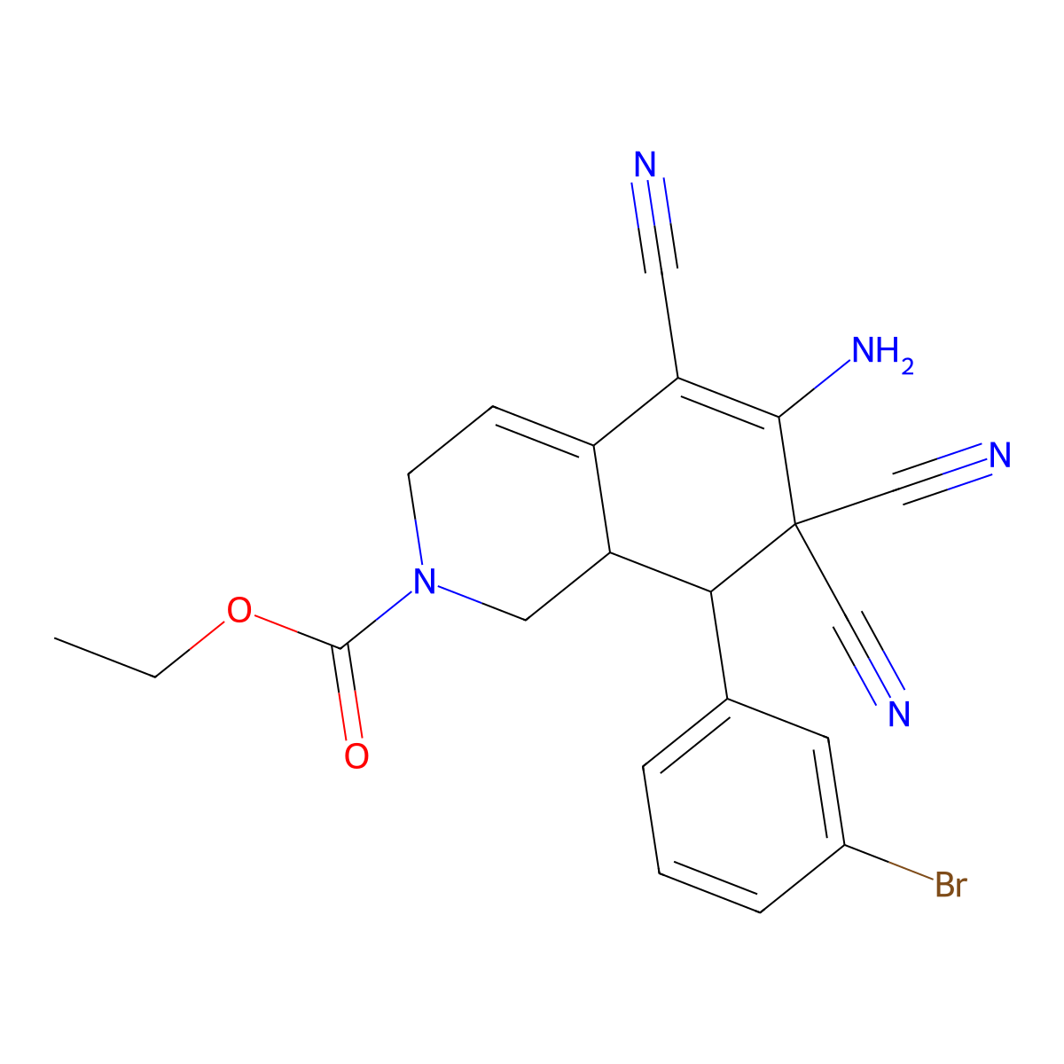Ethyl 6-amino-8-(3-bromophenyl)-5,7,7-tricyano-1,3,8,8a-tetrahydroisoquinoline-2-carboxylate molecular structure, CAS 303142-20-3