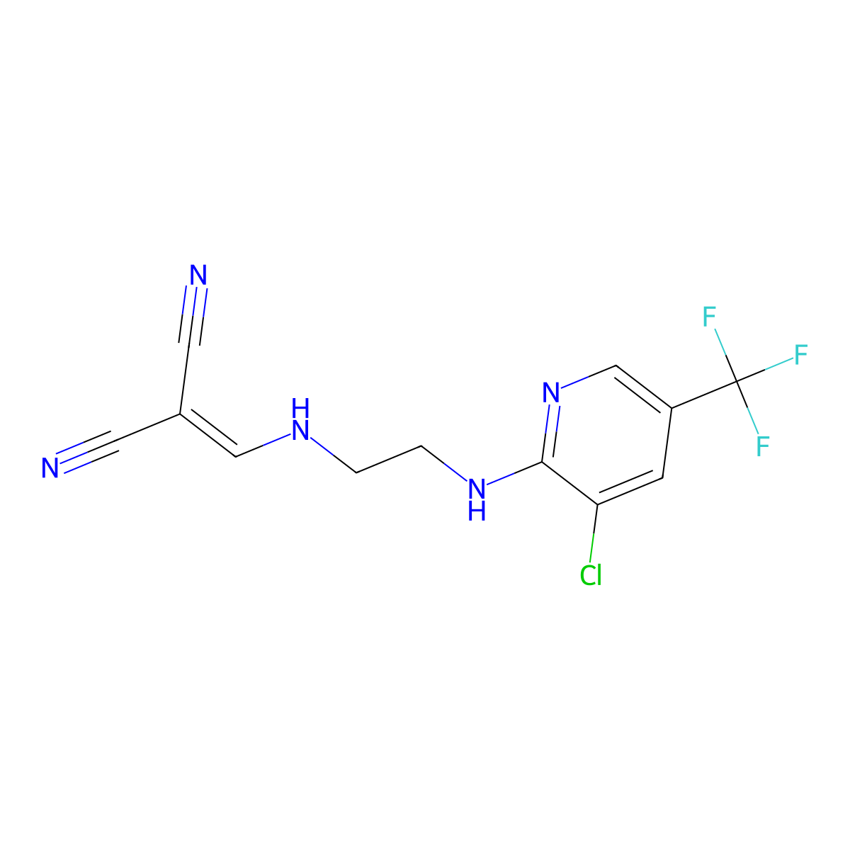 2-[[2-[[3-Chloro-5-(trifluoromethyl)pyridin-2-yl]amino]ethylamino]methylidene]propanedinitrile molecular structure, CAS 303144-35-6