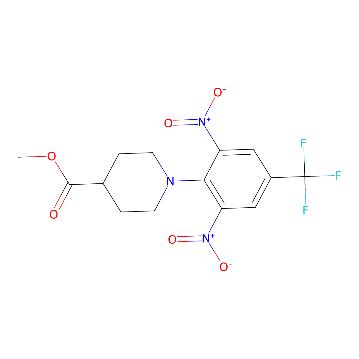 Methyl 1-[2,6-dinitro-4-(trifluoromethyl)phenyl]piperidine-4-carboxylate molecular structure, CAS 303144-40-3