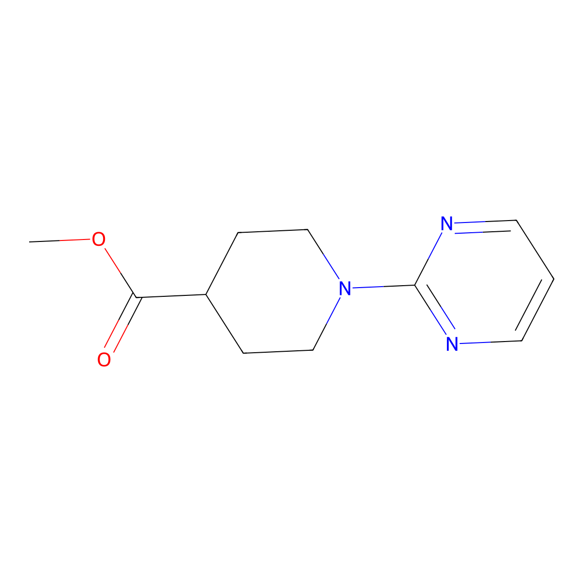 Methyl 1-(2-pyrimidinyl)-4-piperidinecarboxylate molecular structure, CAS 303144-42-5