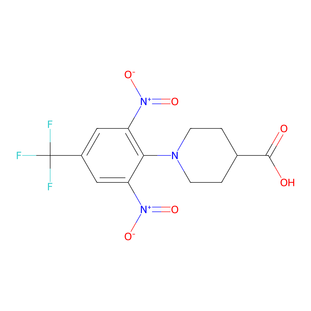 1-[2,6-Dinitro-4-(trifluoromethyl)phenyl]piperidine-4-carboxylic acid molecular structure, CAS 303144-43-6