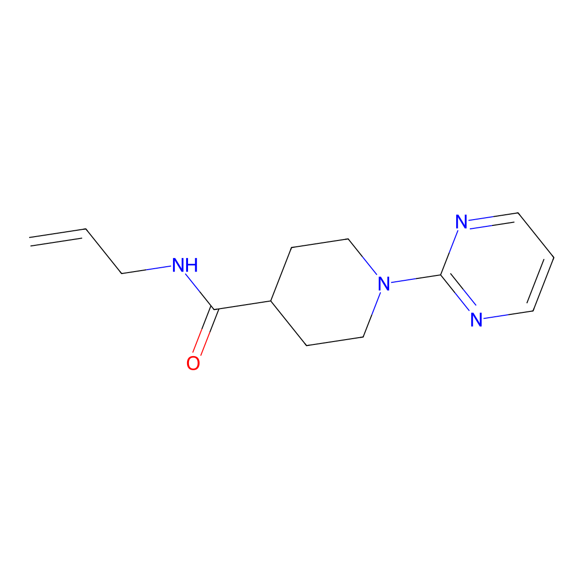 N-allyl-1-(2-pyrimidinyl)-4-piperidinecarboxamide molecular structure, CAS 303144-46-9