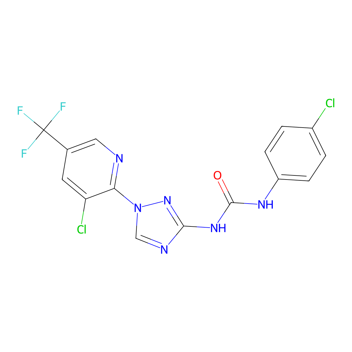 N-(4-chlorophenyl)-N'-{1-[3-chloro-5-(trifluoromethyl)-2-pyridinyl]-1H-1,2,4-triazol-3-yl}urea molecular structure, CAS 303144-55-0