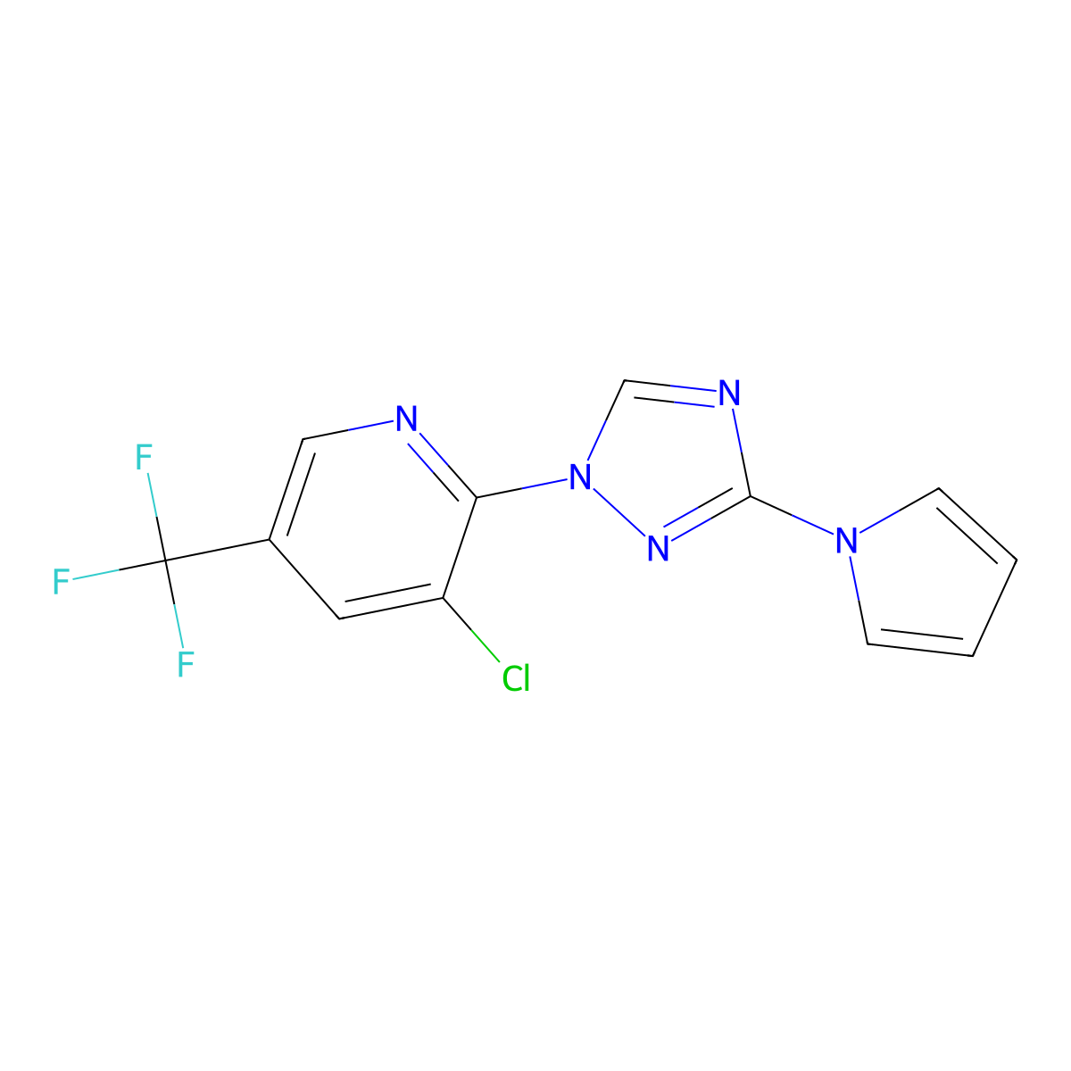 3-chloro-2-[3-(1H-pyrrol-1-yl)-1H-1,2,4-triazol-1-yl]-5-(trifluoromethyl)pyridine molecular structure, CAS 303144-56-1