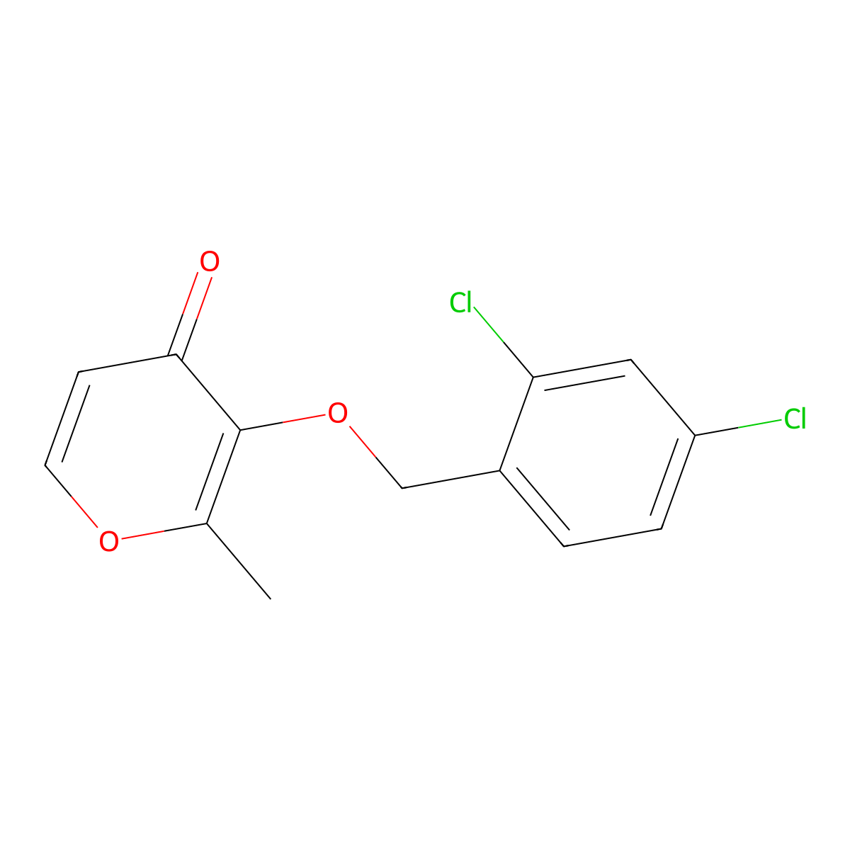 3-((2,4-Dichlorobenzyl)oxy)-2-methyl-4H-pyran-4-one molecular structure, CAS 303144-59-4