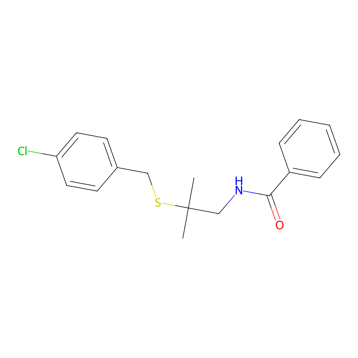 N-{2-[(4-chlorobenzyl)sulfanyl]-2-methylpropyl}benzenecarboxamide molecular structure, CAS 303144-65-2