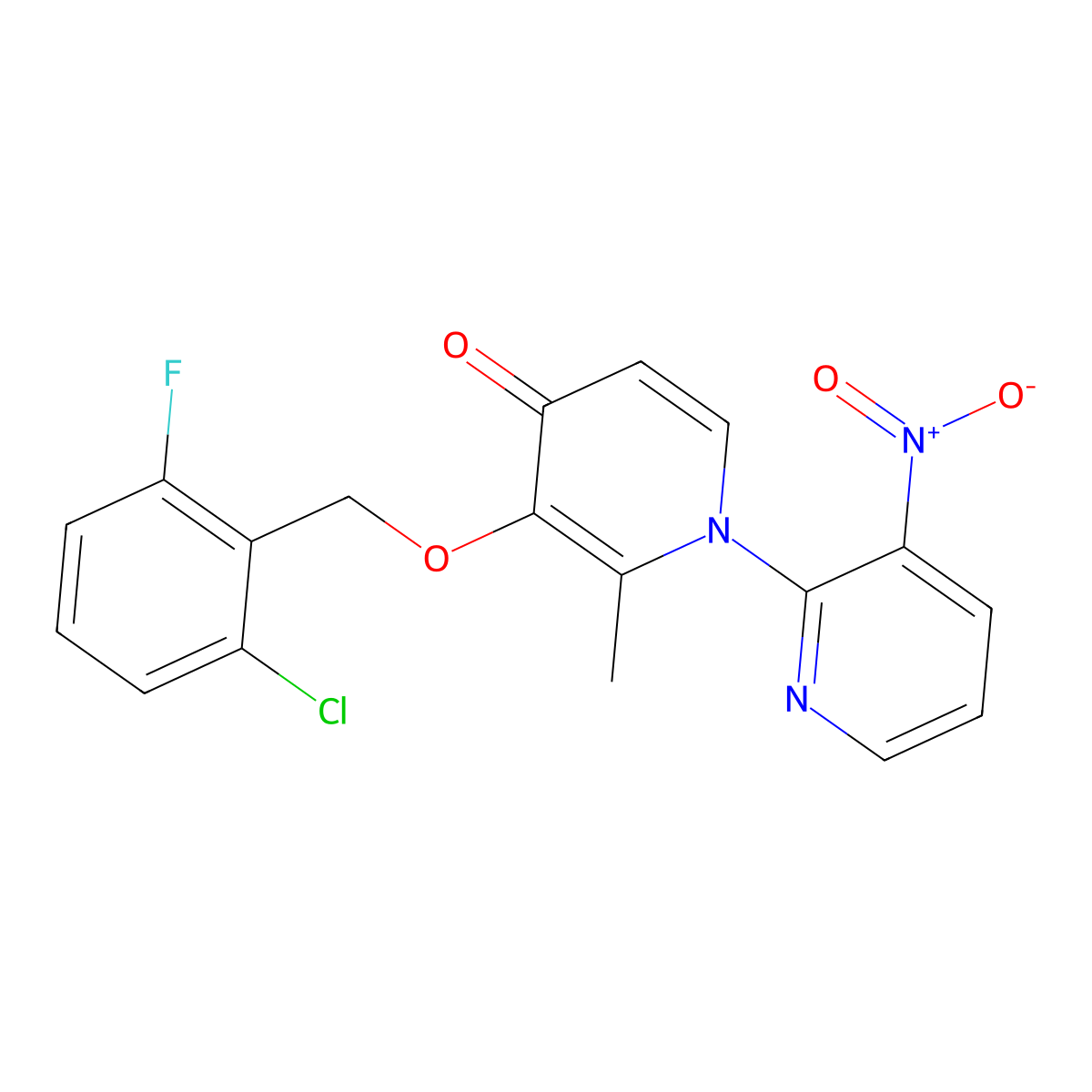3-((2-Chloro-6-fluorobenzyl)oxy)-2-methyl-1-(3-nitro-2-pyridinyl)-4(1H)-pyridinone molecular structure, CAS 303144-66-3