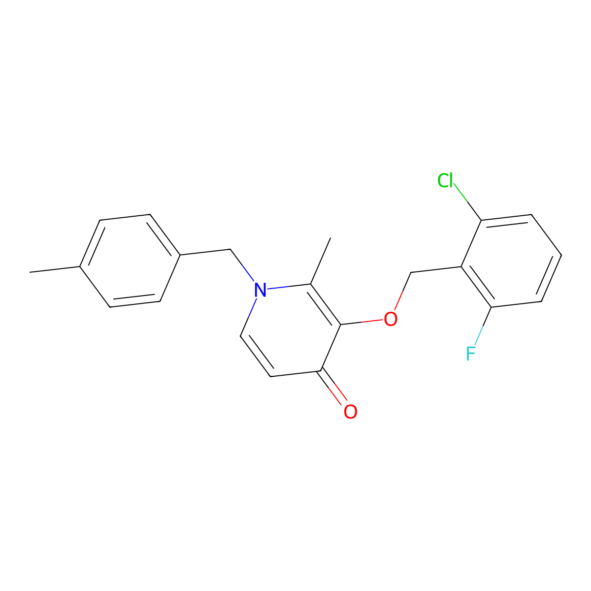 3-[(2-chloro-6-fluorobenzyl)oxy]-2-methyl-1-(4-methylbenzyl)-4(1H)-pyridinone molecular structure, CAS 303144-69-6