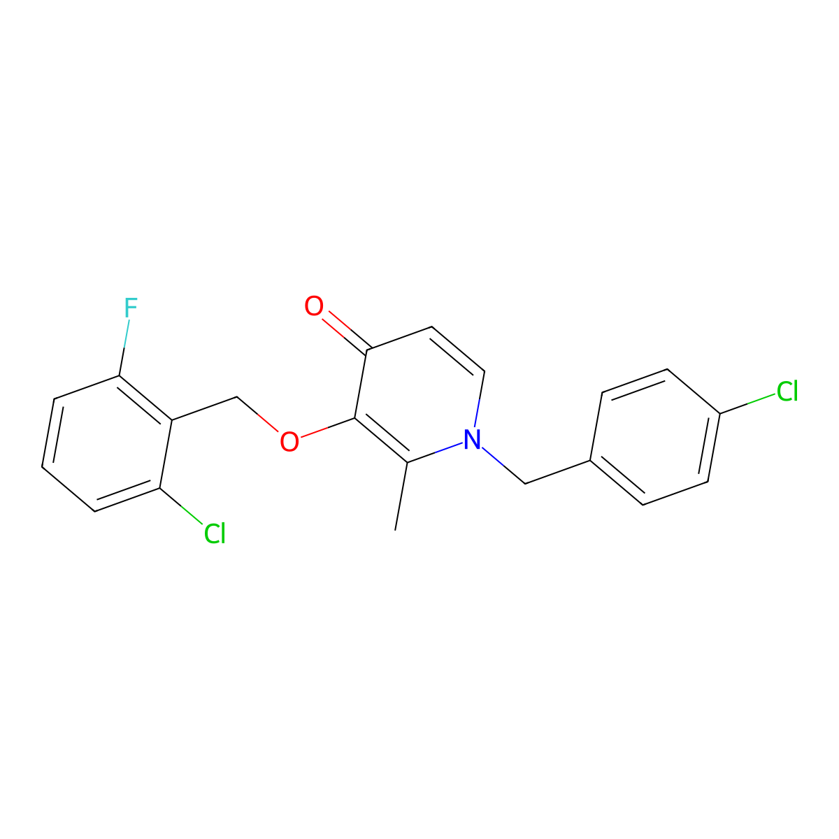 1-(4-Chlorobenzyl)-3-((2-chloro-6-fluorobenzyl)oxy)-2-methyl-4(1H)-pyridinone molecular structure, CAS 303144-70-9