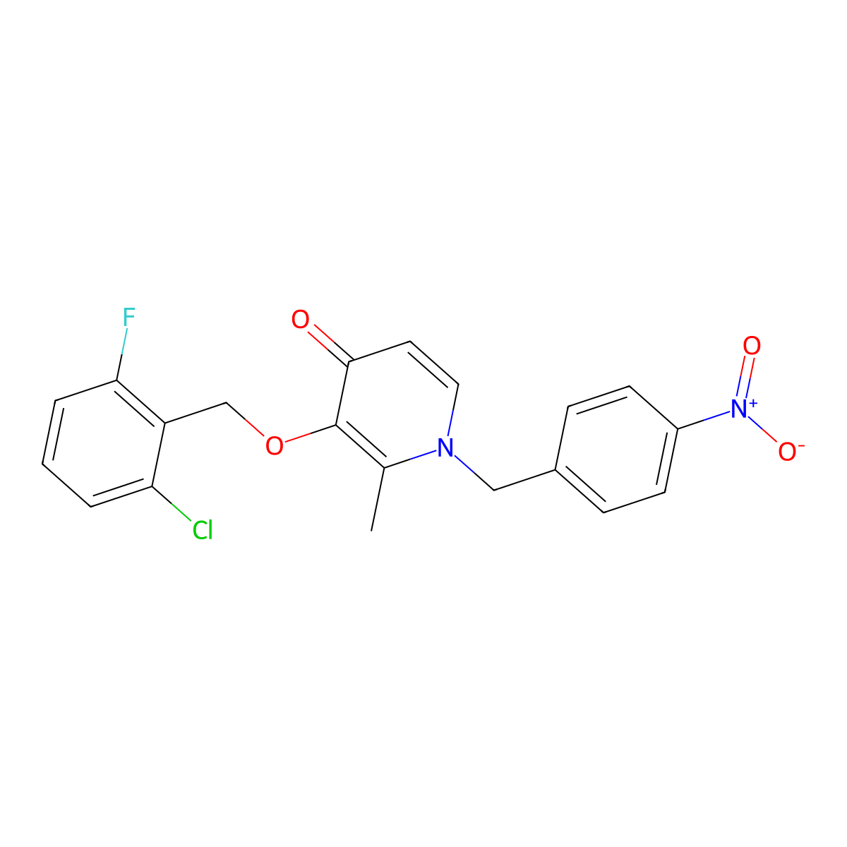 3-[(2-Chloro-6-fluorophenyl)methoxy]-2-methyl-1-[(4-nitrophenyl)methyl]pyridin-4-one molecular structure, CAS 303144-71-0