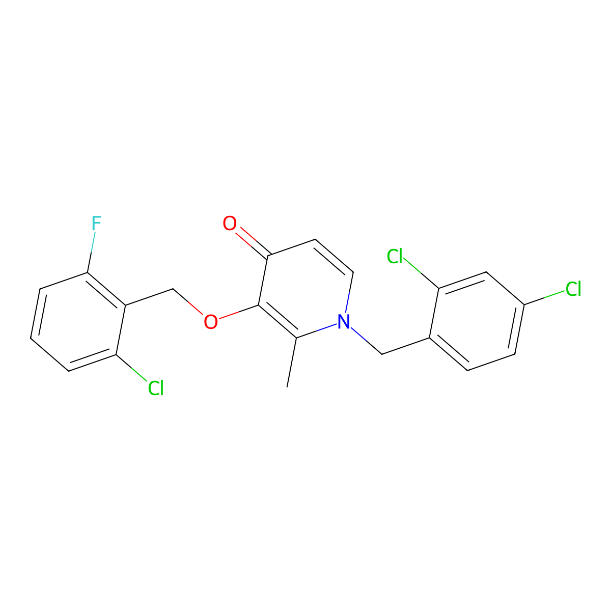 3-((2-Chloro-6-fluorobenzyl)oxy)-1-(2,4-dichlorobenzyl)-2-methyl-4(1H)-pyridinone molecular structure, CAS 303144-72-1