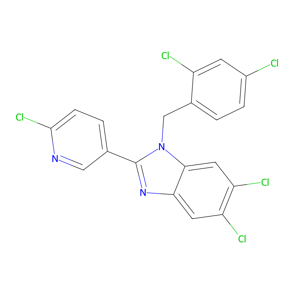5,6-dichloro-2-(6-chloro-3-pyridinyl)-1-(2,4-dichlorobenzyl)-1H-1,3-benzimidazole molecular structure, CAS 303144-82-3
