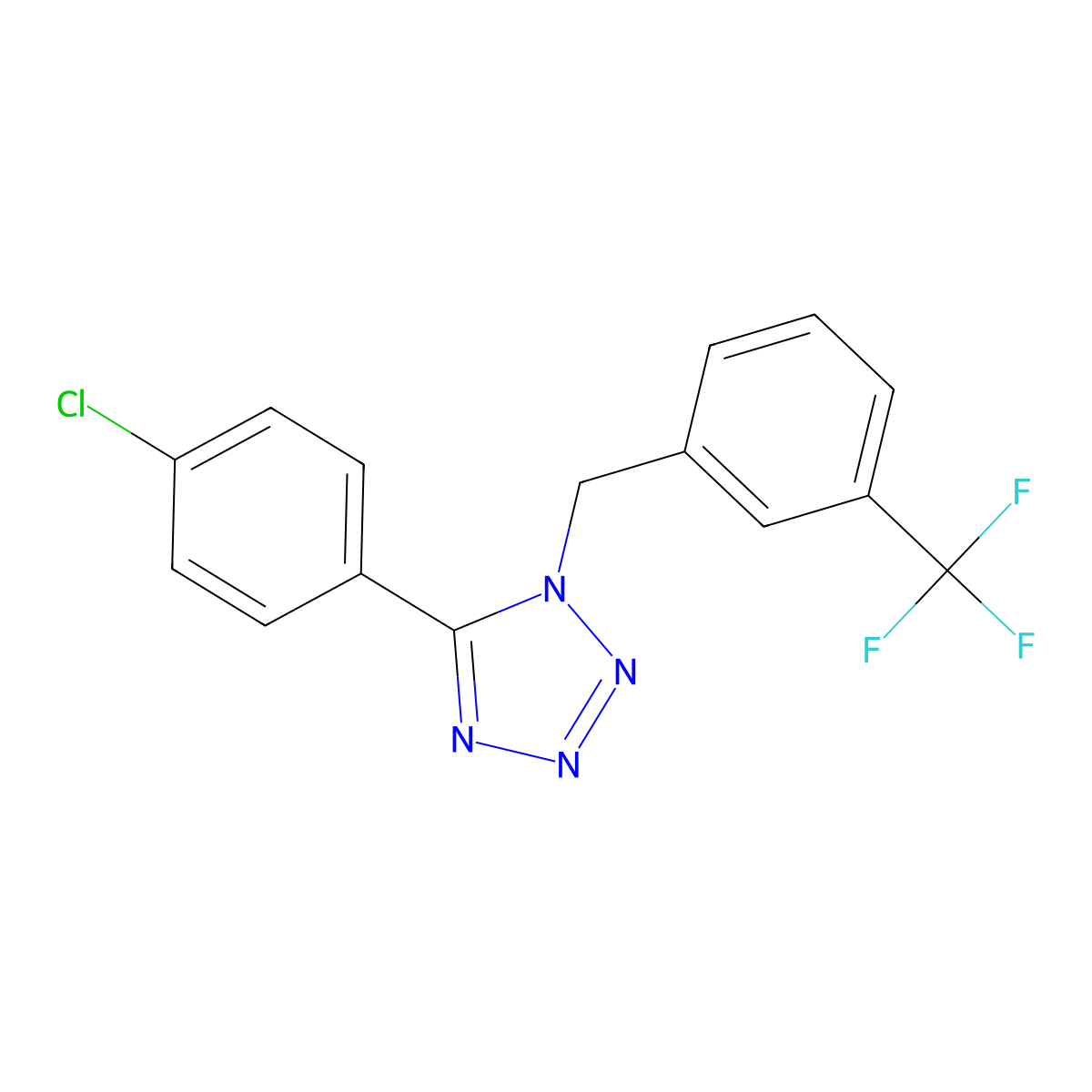 5-(4-Chlorophenyl)-1-(3-(trifluoromethyl)benzyl)-1H-1,2,3,4-tetrazole molecular structure, CAS 303144-87-8
