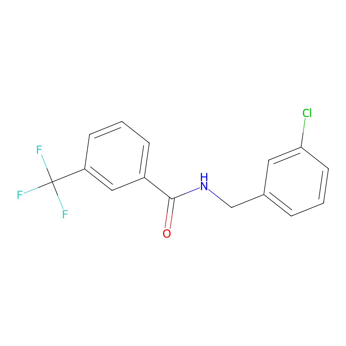 N-(3-chlorobenzyl)-3-(trifluoromethyl)benzenecarboxamide molecular structure, CAS 303144-90-3