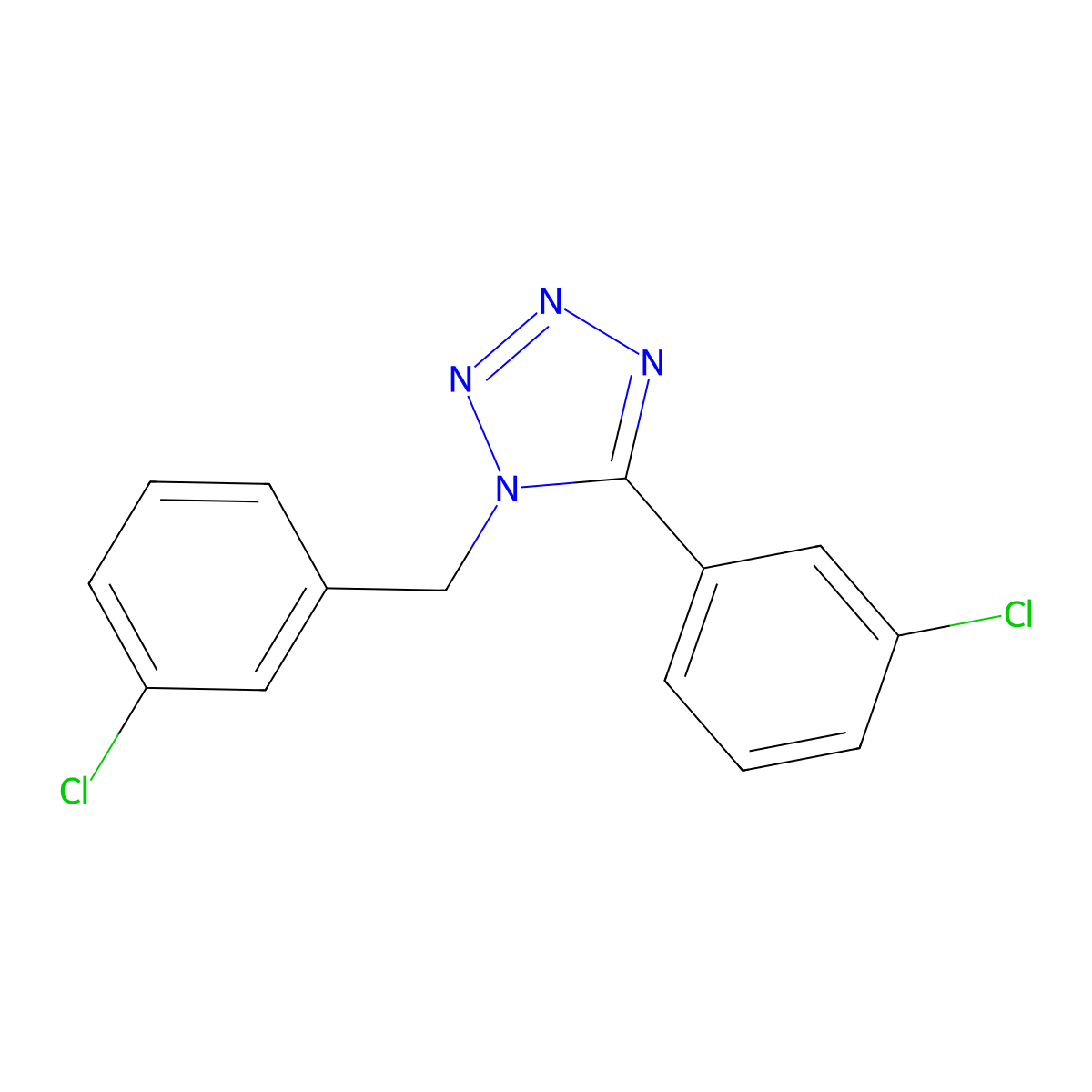 1-(3-Chlorobenzyl)-5-(3-chlorophenyl)-1H-1,2,3,4-tetrazole molecular structure, CAS 303144-92-5