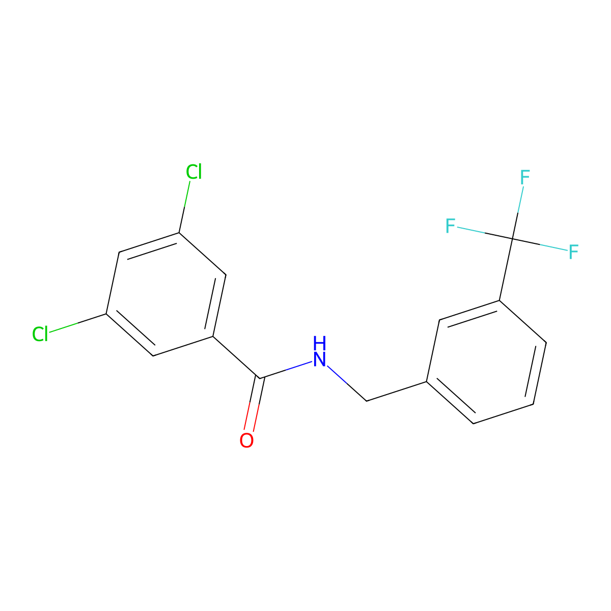 3,5-Dichloro-N-(3-(trifluoromethyl)benzyl)benzenecarboxamide molecular structure, CAS 303145-00-8