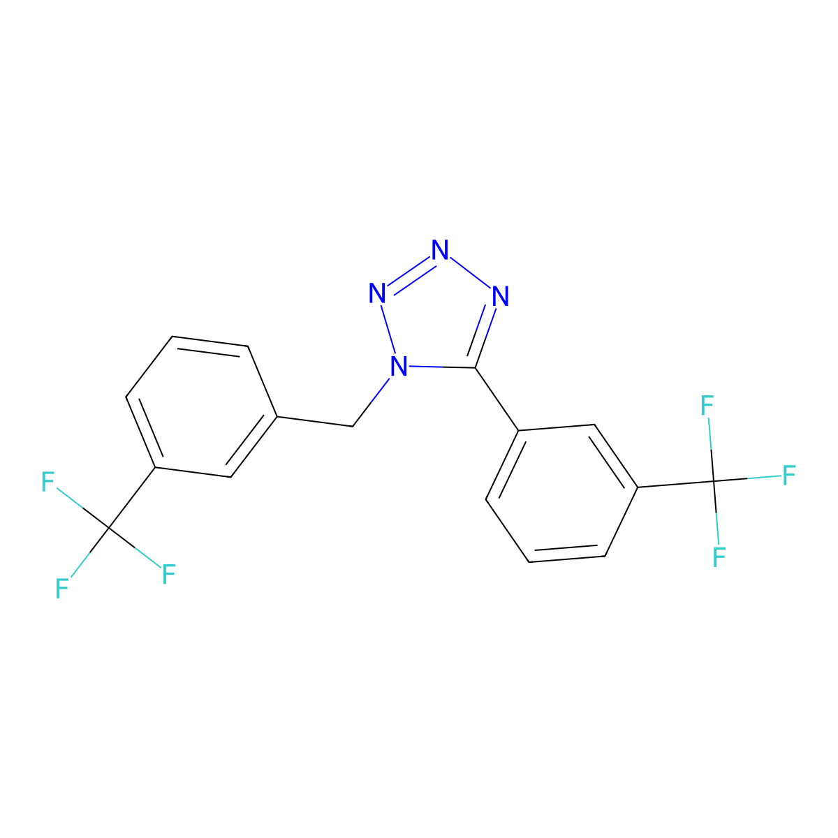 1-(3-(Trifluoromethyl)benzyl)-5-(3-(trifluoromethyl)phenyl)-1H-1,2,3,4-tetraazole molecular structure, CAS 303145-04-2