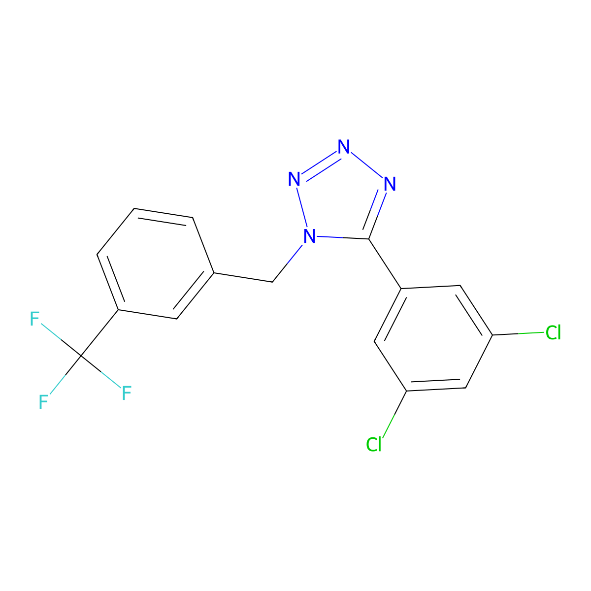 5-(3,5-Dichlorophenyl)-1-[[3-(trifluoromethyl)phenyl]methyl]tetrazole molecular structure, CAS 303145-07-5