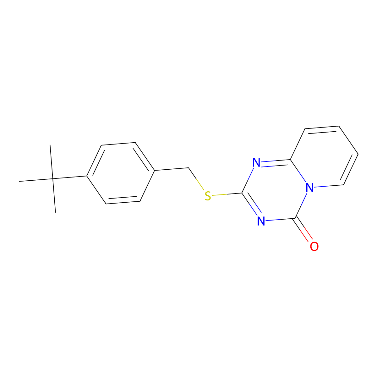 2-{[4-(tert-butyl)benzyl]sulfanyl}-4H-pyrido[1,2-a][1,3,5]triazin-4-one molecular structure, CAS 303145-16-6