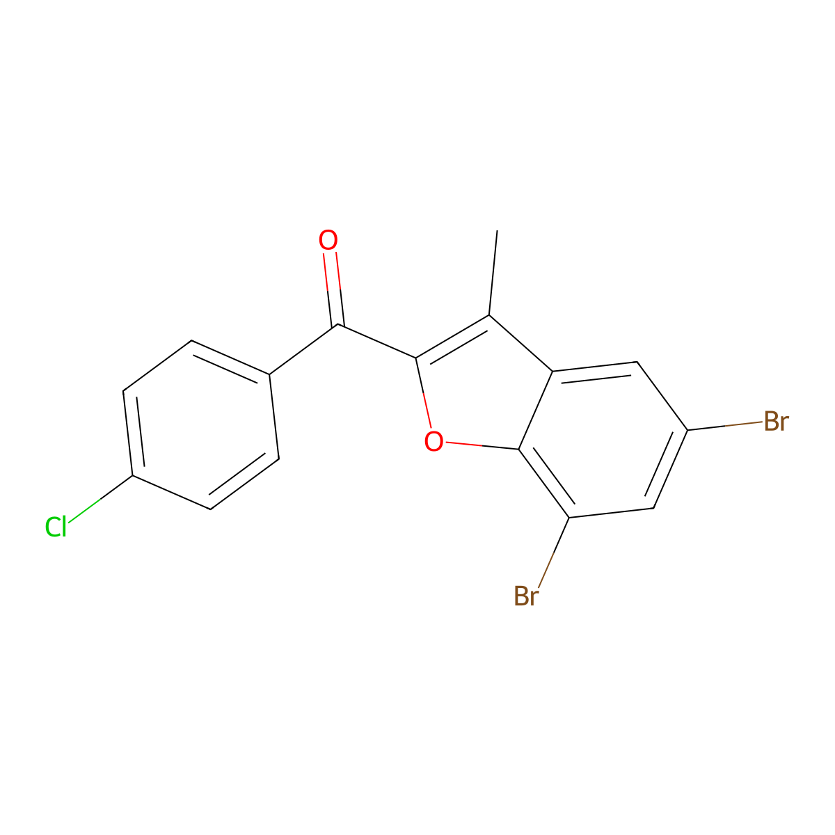 (4-Chlorophenyl)(5,7-dibromo-3-methyl-1-benzofuran-2-yl)methanone molecular structure, CAS 303145-23-5