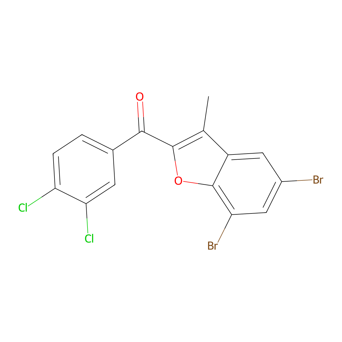 (5,7-Dibromo-3-methyl-1-benzofuran-2-yl)(3,4-dichlorophenyl)methanone molecular structure, CAS 303145-24-6